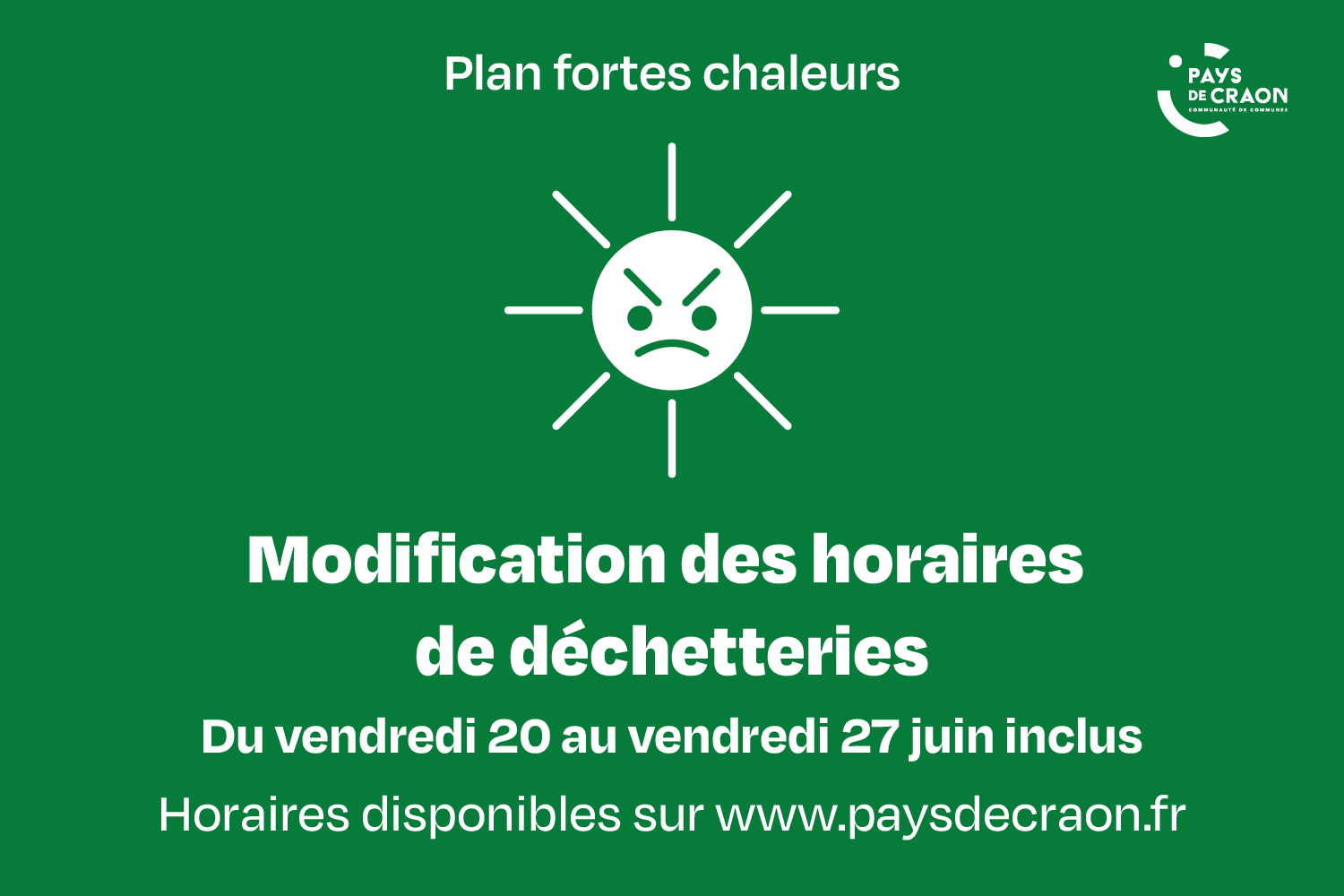 Modification des horaires des déchetteries