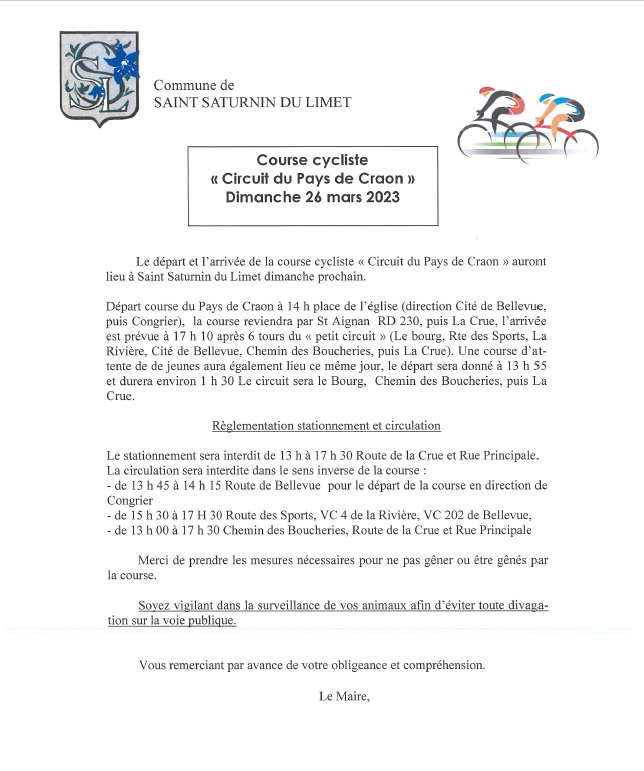 Course cycliste "Circuit du Pays de Craon" 26 Mars 2023