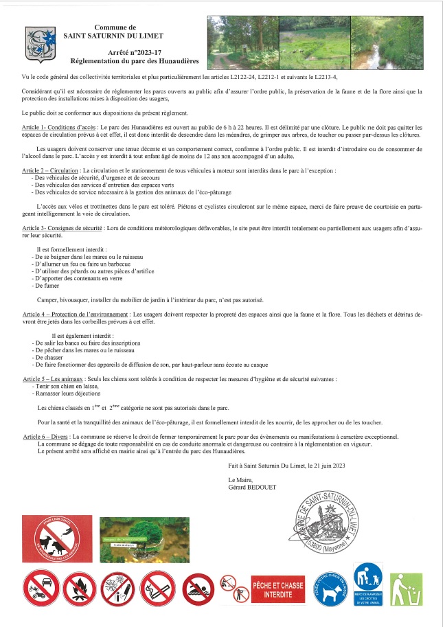 Règlement parc des Hunaudières