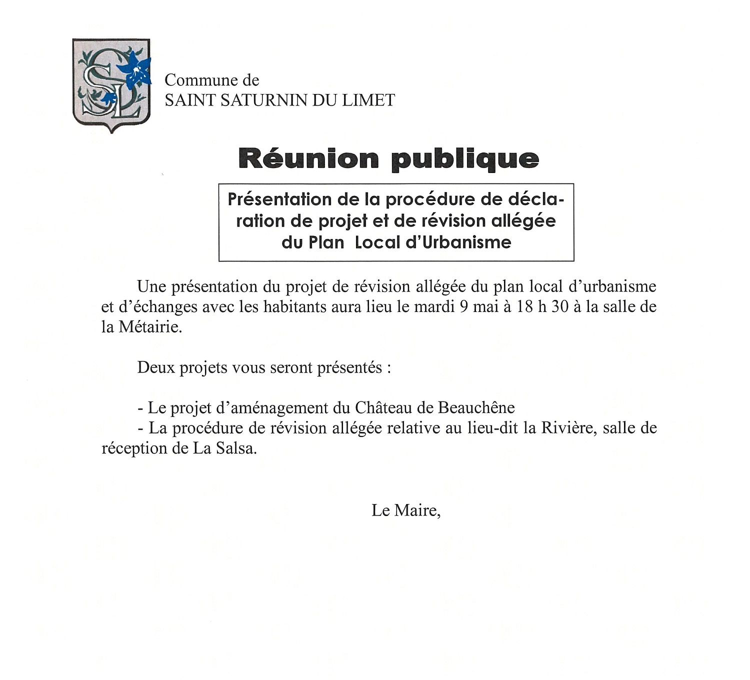 Réunion publique : Révision PLU