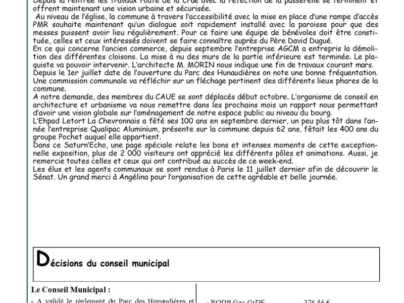 Bulletin Saturn'Echo Octobre 2023 n°38